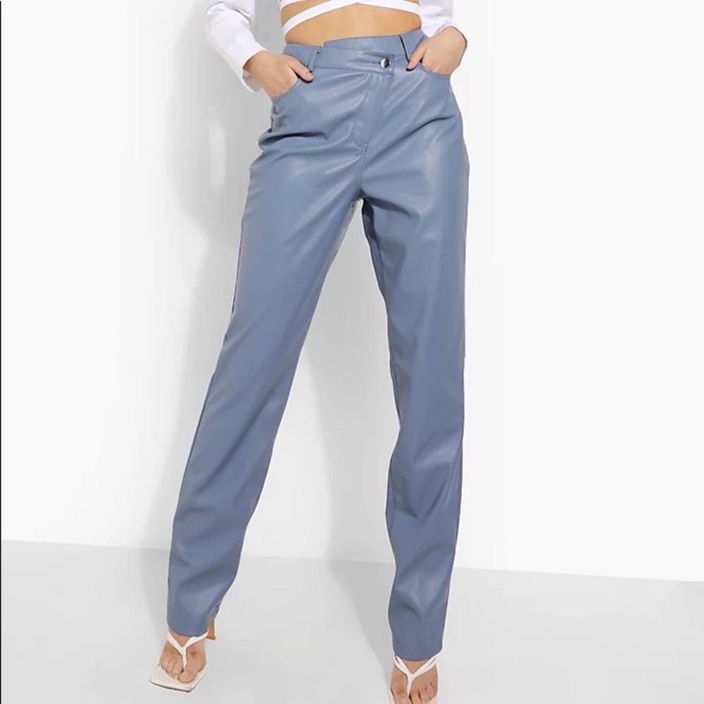 Boohoo Blue Leather Pant